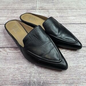 Franco Sarto SABELLA Black Leather Pointed Mules Loafers Slides Slip on Shoes 6M
